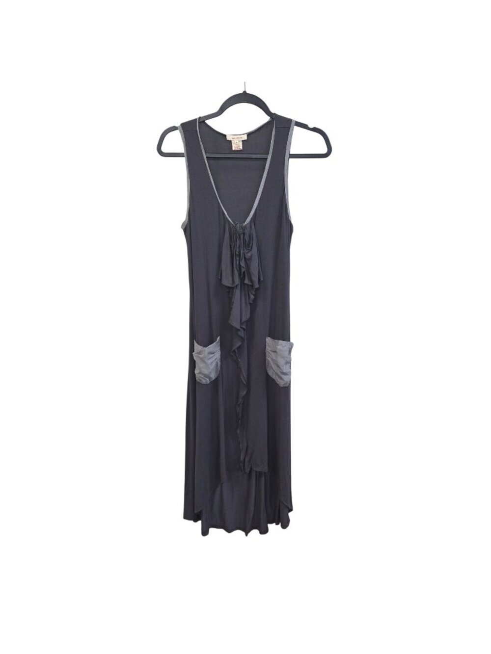 Sundance M Cascading Dreams Dress Charcoal Gray Sleeveless Ruffle Tunic 4326